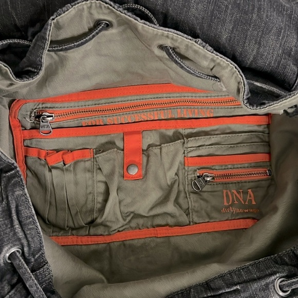 Diesel Industry Denim Leather Strap Backpack Men's School Grunge Designer - Picture 5 of 11